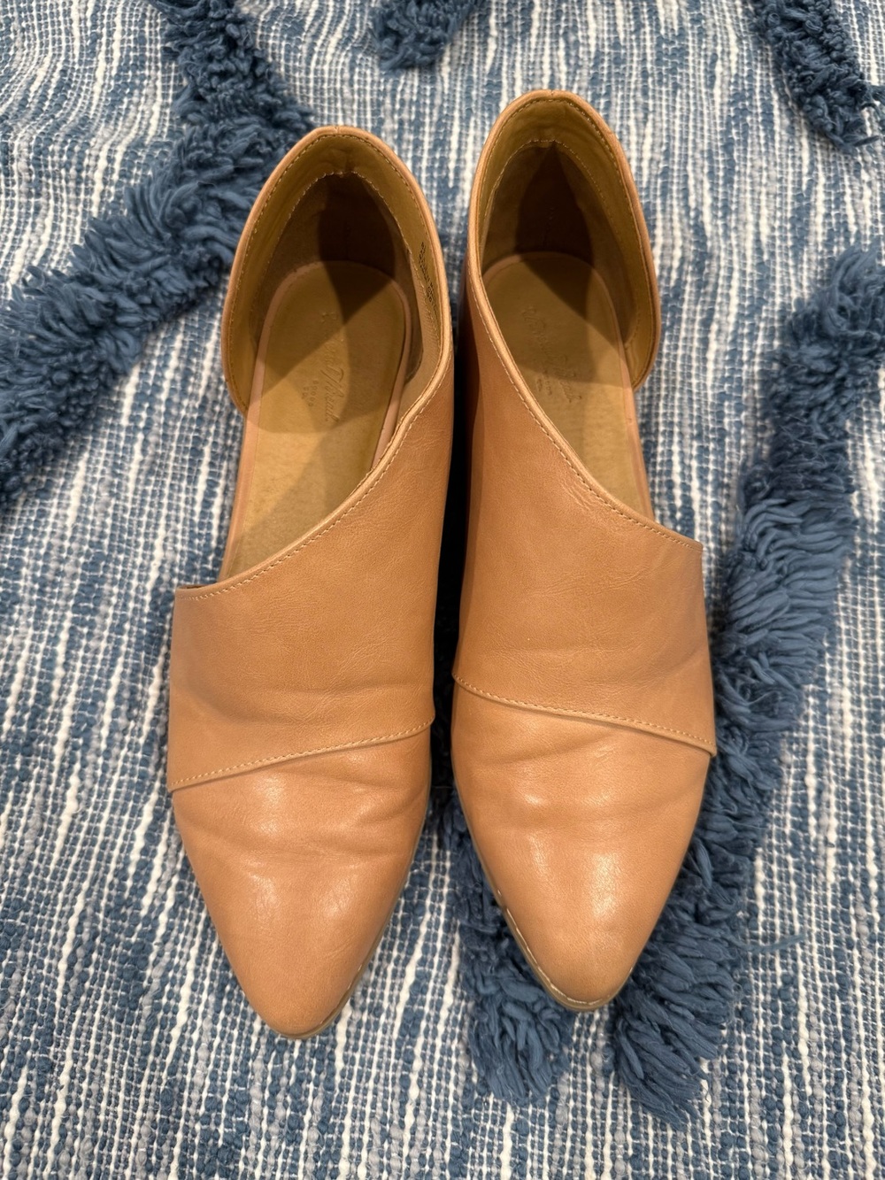 Women’s Tan Synthetic Leather Pointed Flat Slip-On Shoes